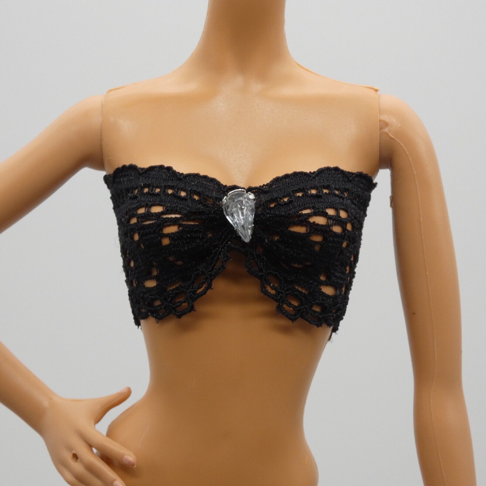 Barbie Doll Size Black Lace Bra With Gem Fits Model Muse And Made To Move