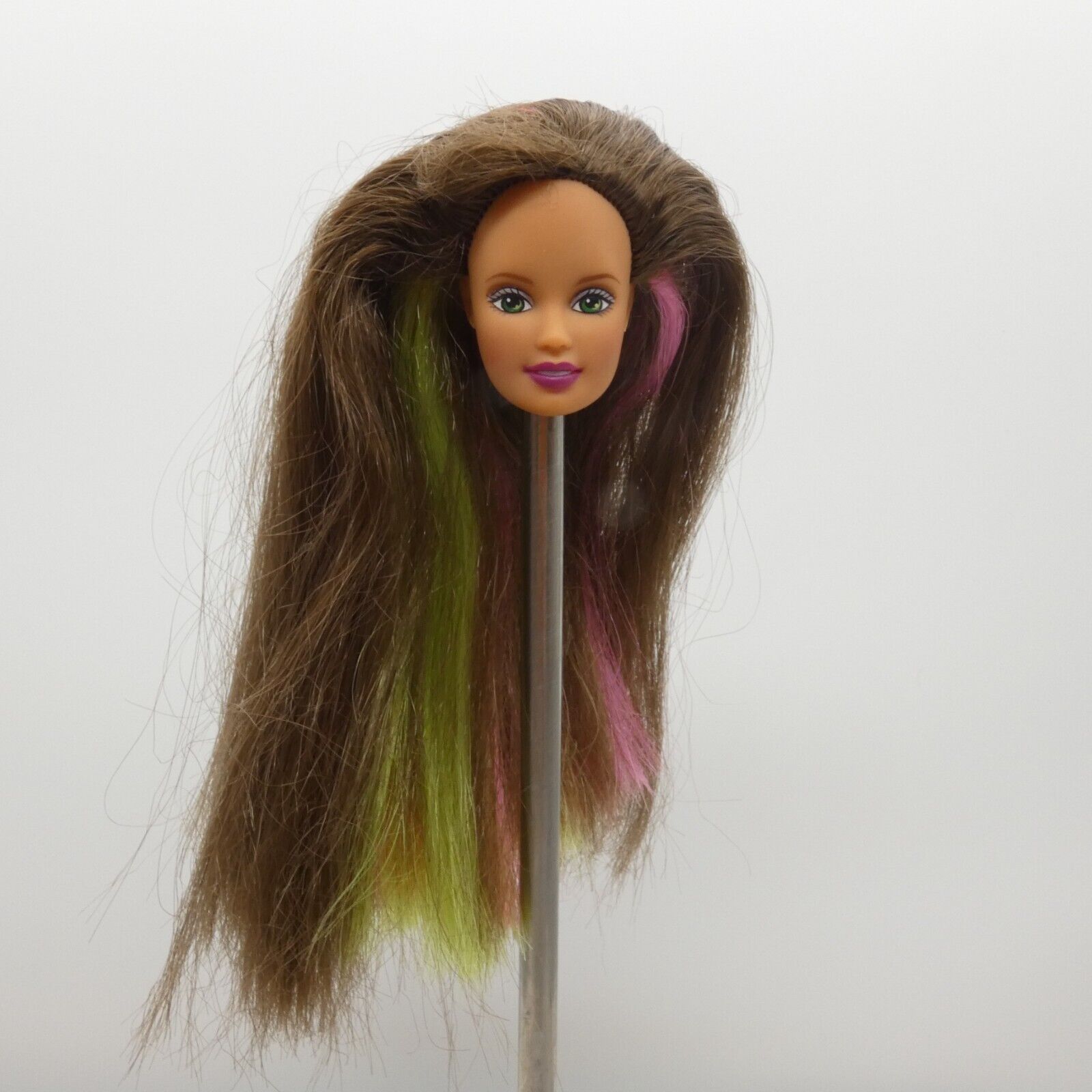 Barbie Happenin Hair Teresa Doll Head Brown Green Pink Hair 1999 Mattel 22884