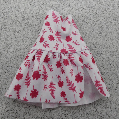 Barbie Doll Size Skirt White Pink Floral High Waist Pleated Fits Fashionistas