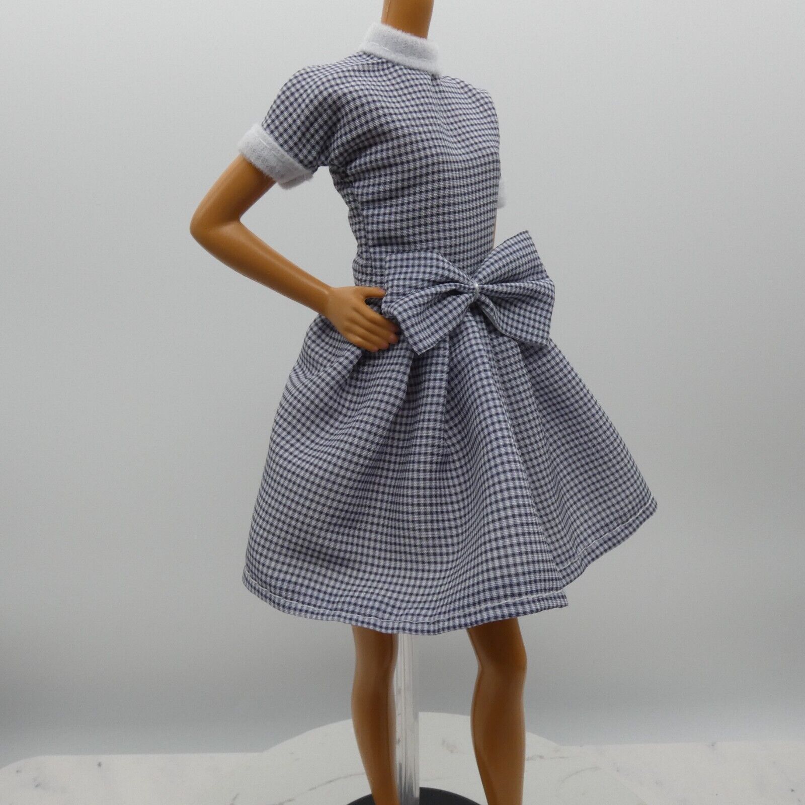 Barbie Doll Size Fashion Dress Black White Check Retro Lucy Fits Model Muse MTM