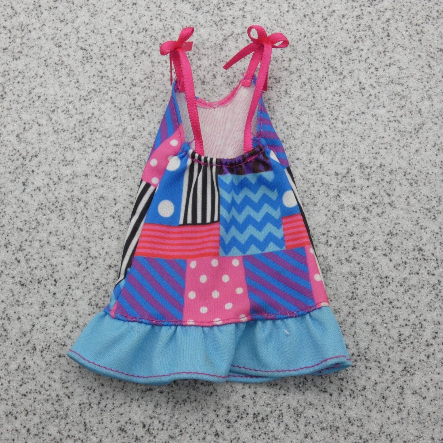 Barbie Doll Complete Look Patchwork Print Dress Pink Blue Purple 2022 HBV36