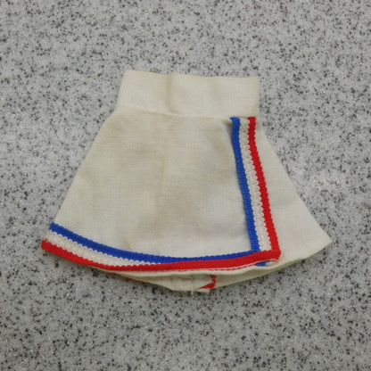 Barbie Doll Size Skirt White Tennis Red White Blue Stripes Clone