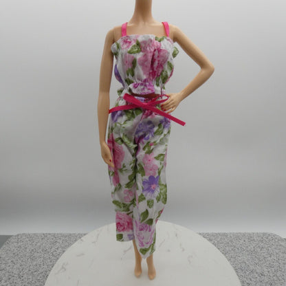 Barbie Doll Size Outfit Pink Floral Tank Top Wide Leg Pants Fit Model Muse MTM