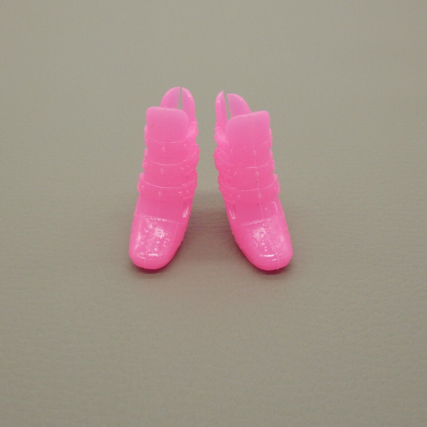 Barbie Doll Size Shoes Pink Closed Round Toe High Heel Ankle Boot Straps