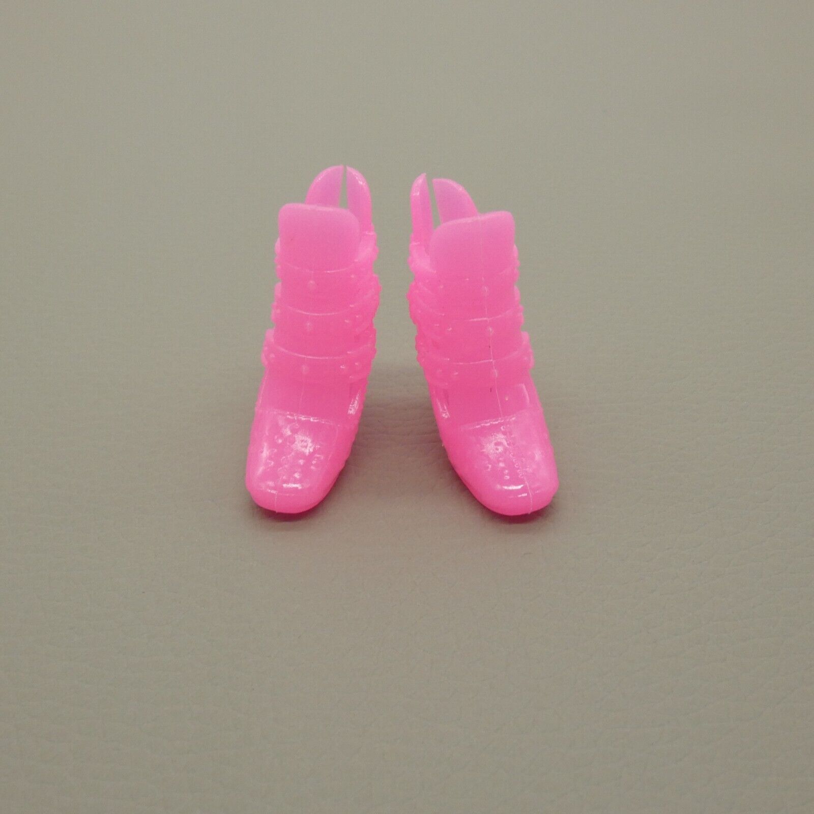 Barbie Doll Size Shoes Pink Closed Round Toe High Heel Ankle Boot Straps