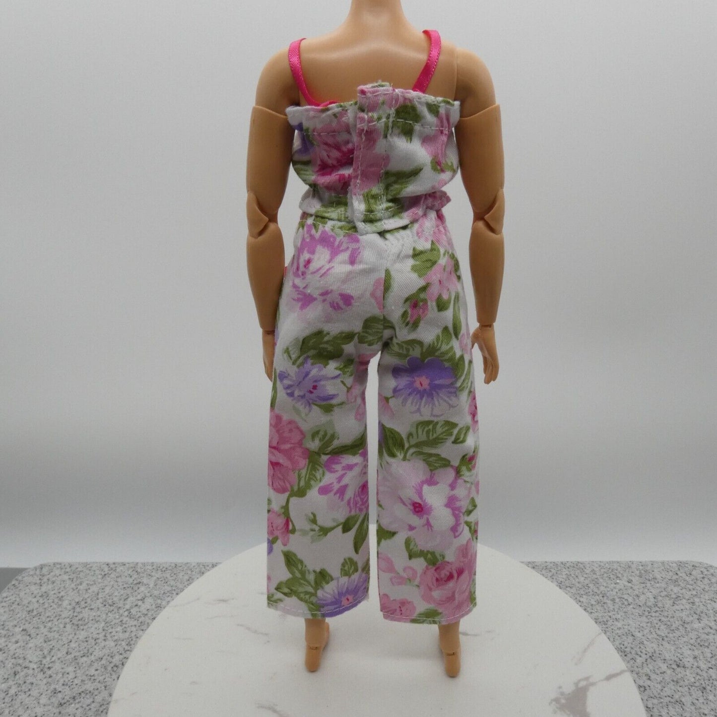 Barbie Doll Size Outfit Pink Floral Tank Top Wide Leg Pants Fit Model Muse MTM