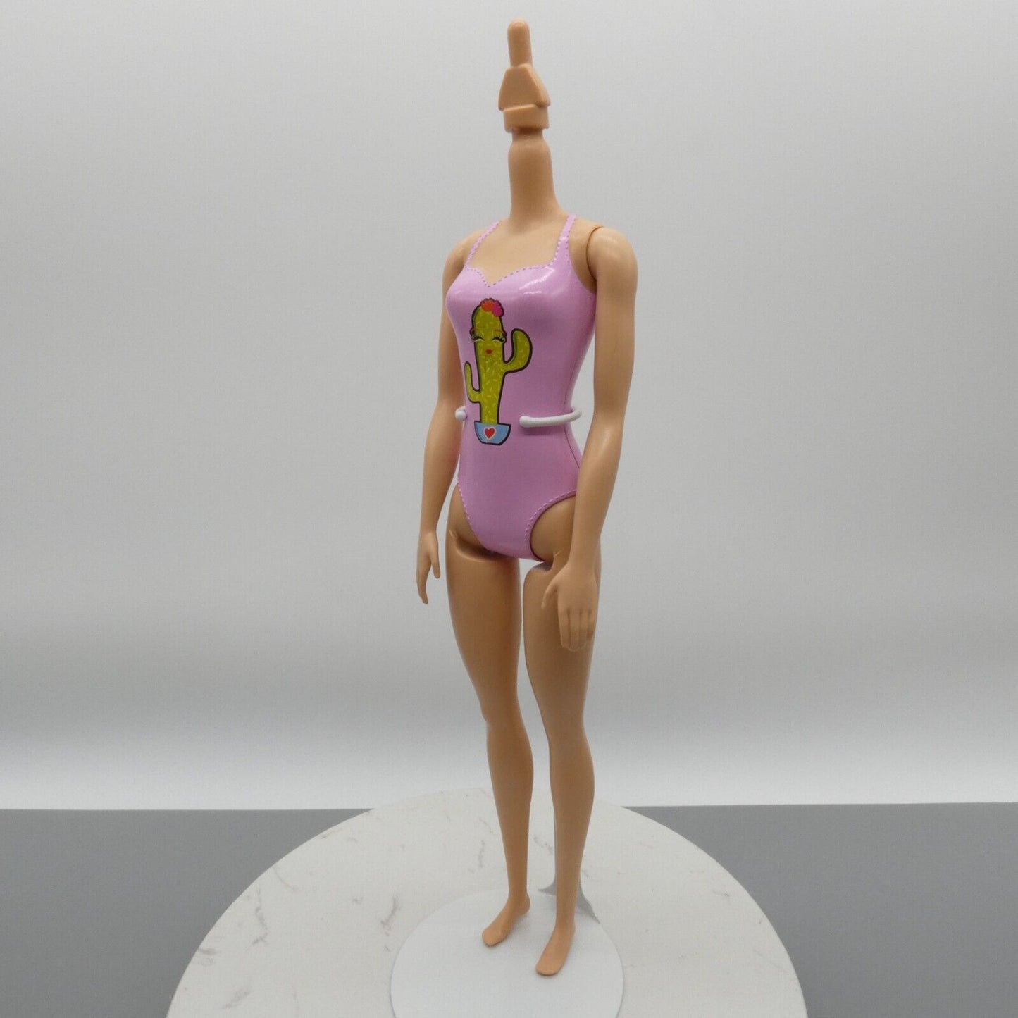 Barbie Water Play Doll Body Medium Light Skin Pink Molded Swimsuit Cactus GHT20