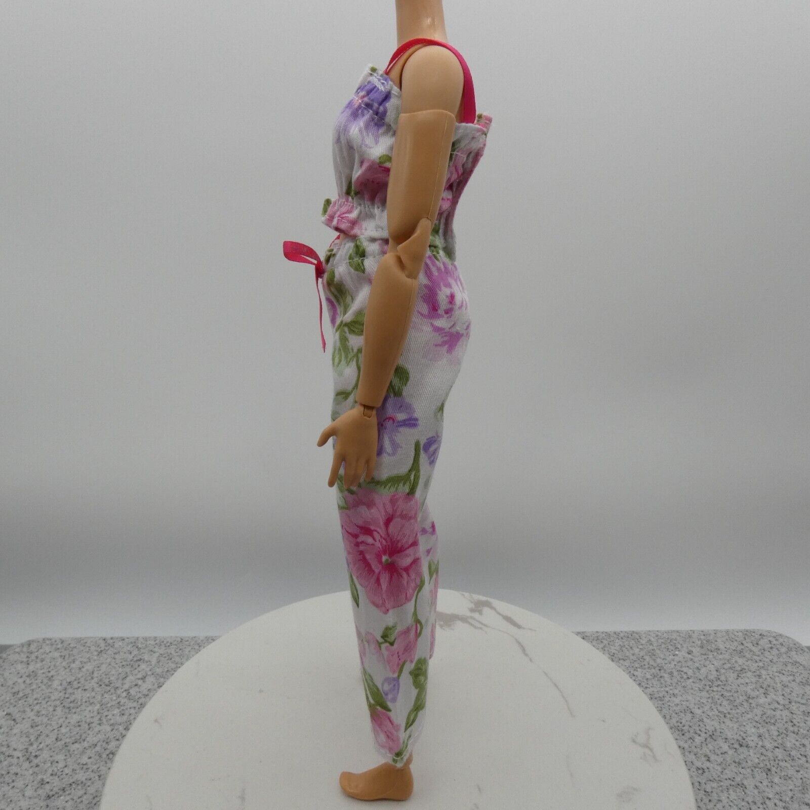 Barbie Doll Size Outfit Pink Floral Tank Top Wide Leg Pants Fit Model Muse MTM