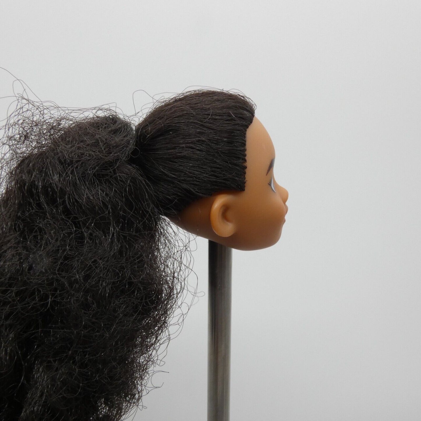 Disney Moana Doll Head Only Black Wavy Curly Hair Ponytail Pacific Islander