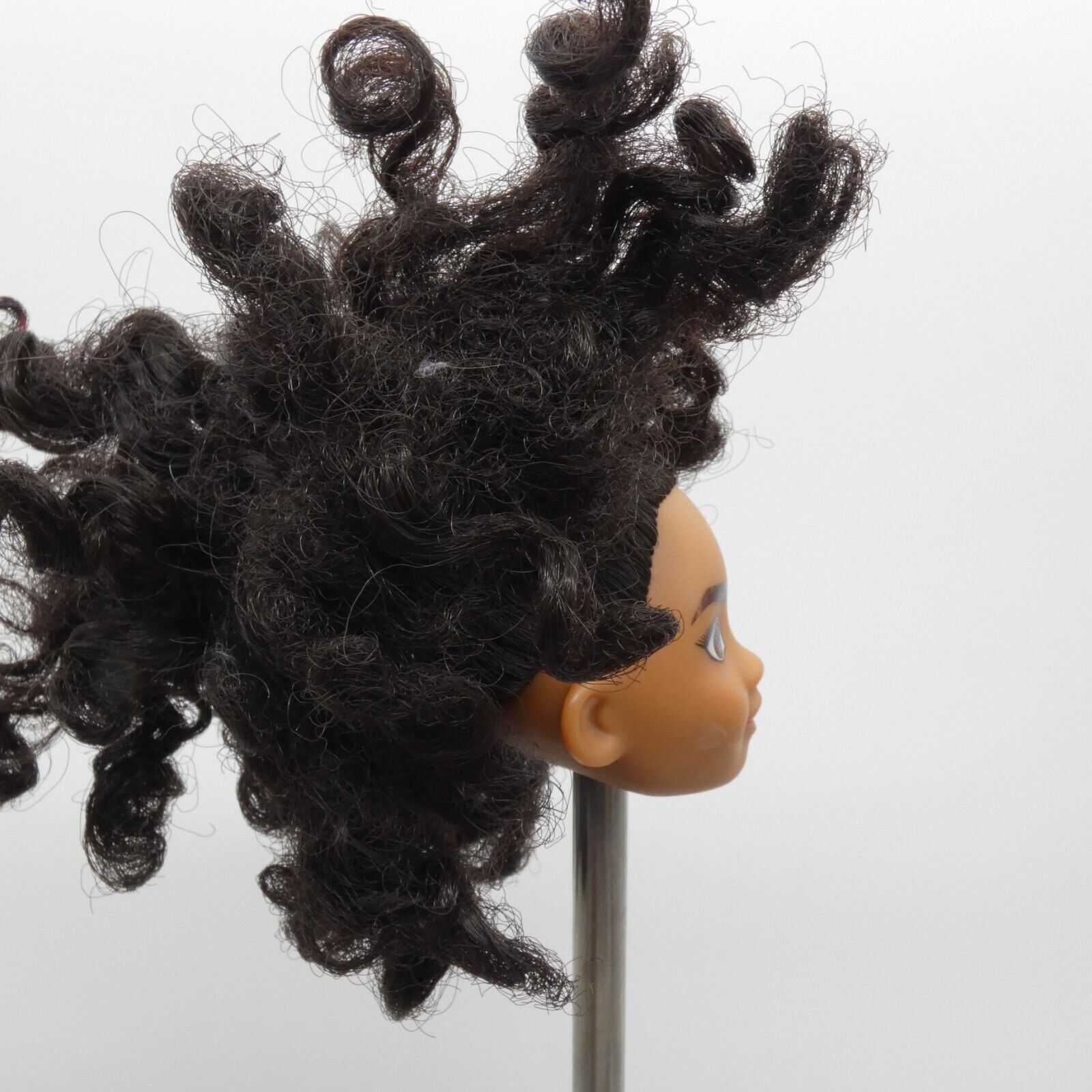 Disney Moana Doll Head Only Black Ponytail Curly Wavy Hair Pacific Islander