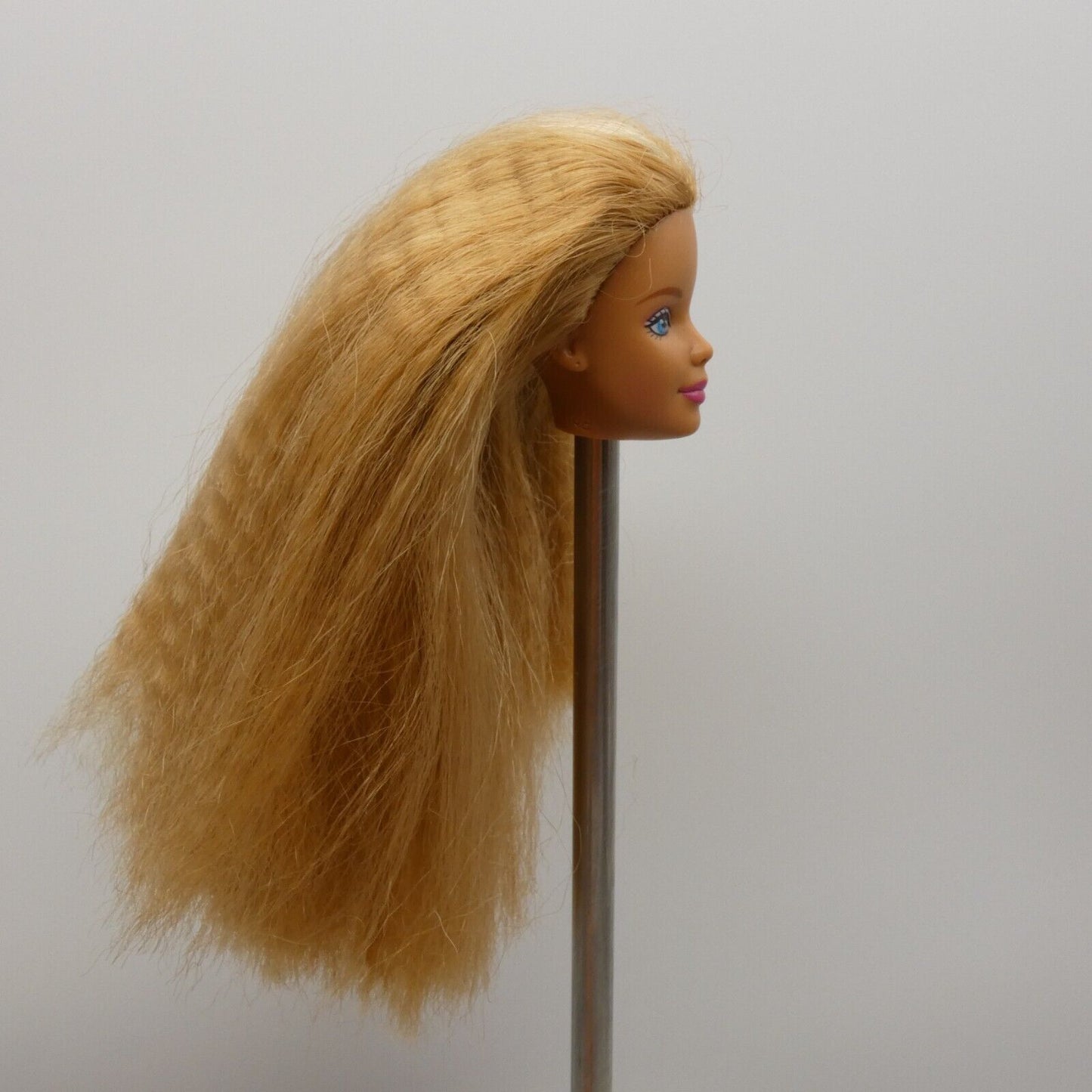 Barbie Butterfly Art Doll Head Mackie Face Red Crimped Hair Medium Light Skin