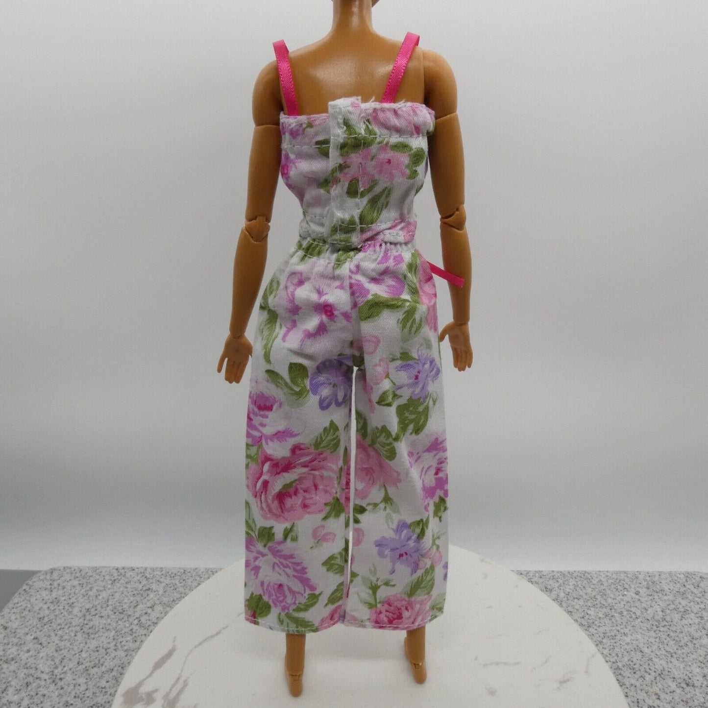 Barbie Doll Size Outfit Pink Floral Tank Top Wide Leg Pants Fit Model Muse MTM