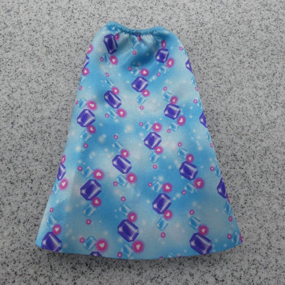 Barbie Doll Skirt Blue Full Length Satin Like Elastic Waist Purple Candy Gems