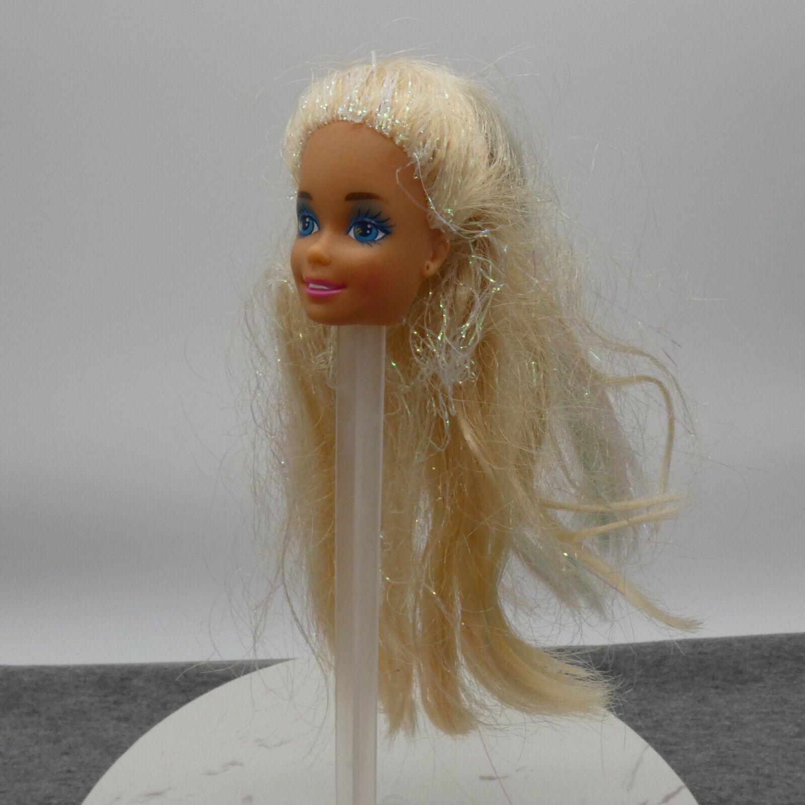 Barbie Mermaid Doll Head Only 1992 SuperStar Blonde Tinsel Hair 1434 Mattel