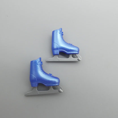 Barbie Doll Ice Skates Shoes Blue Snap Together Click On For Flat Feet Mattel