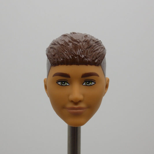 Barbie Fashionistas 195 Ken Doll Head Brown Hair French Crop Green Eyes HJT59 Y4