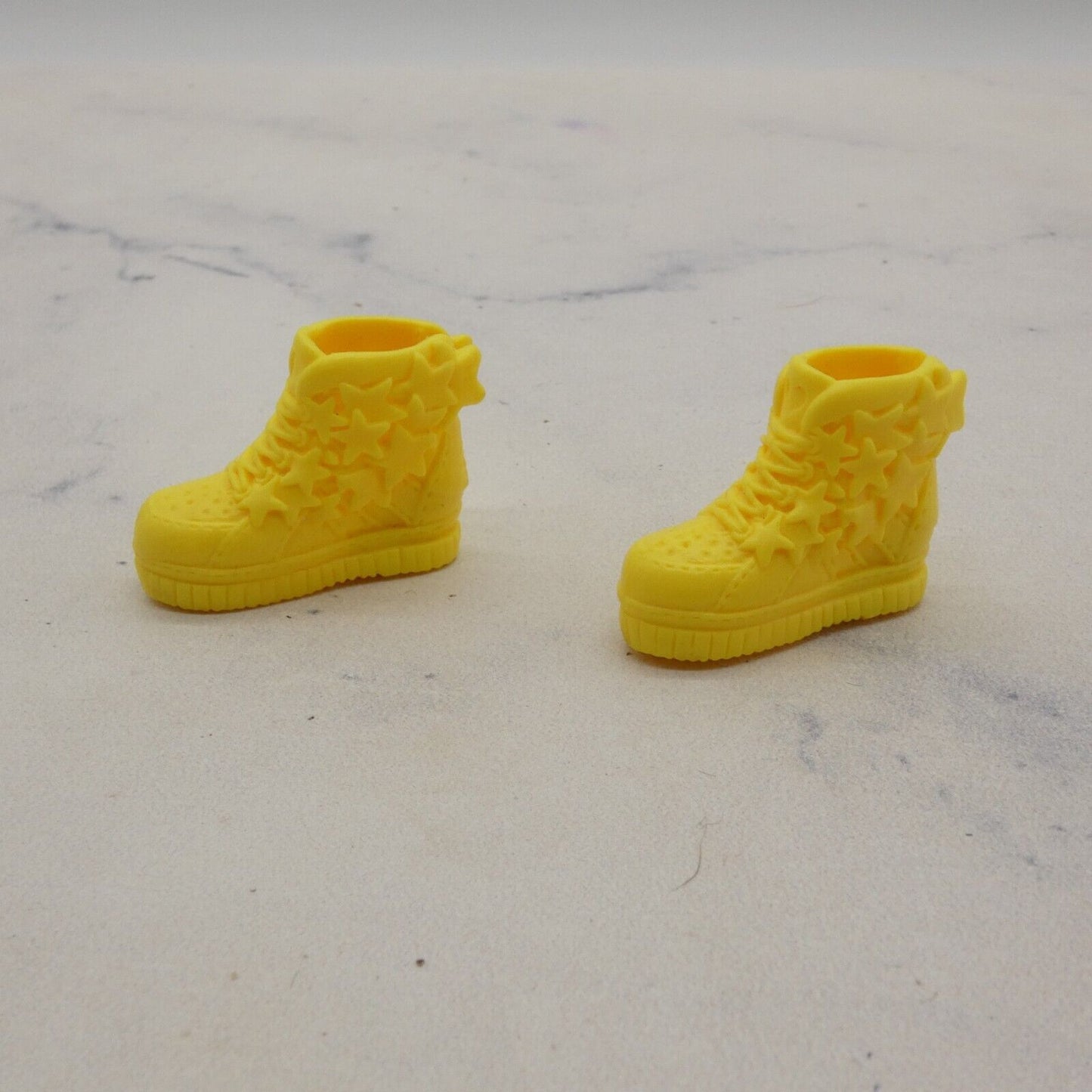 Barbie Doll Shoes Yellow High Top Sneakers Stars Laces For Heel Feet OR MTM