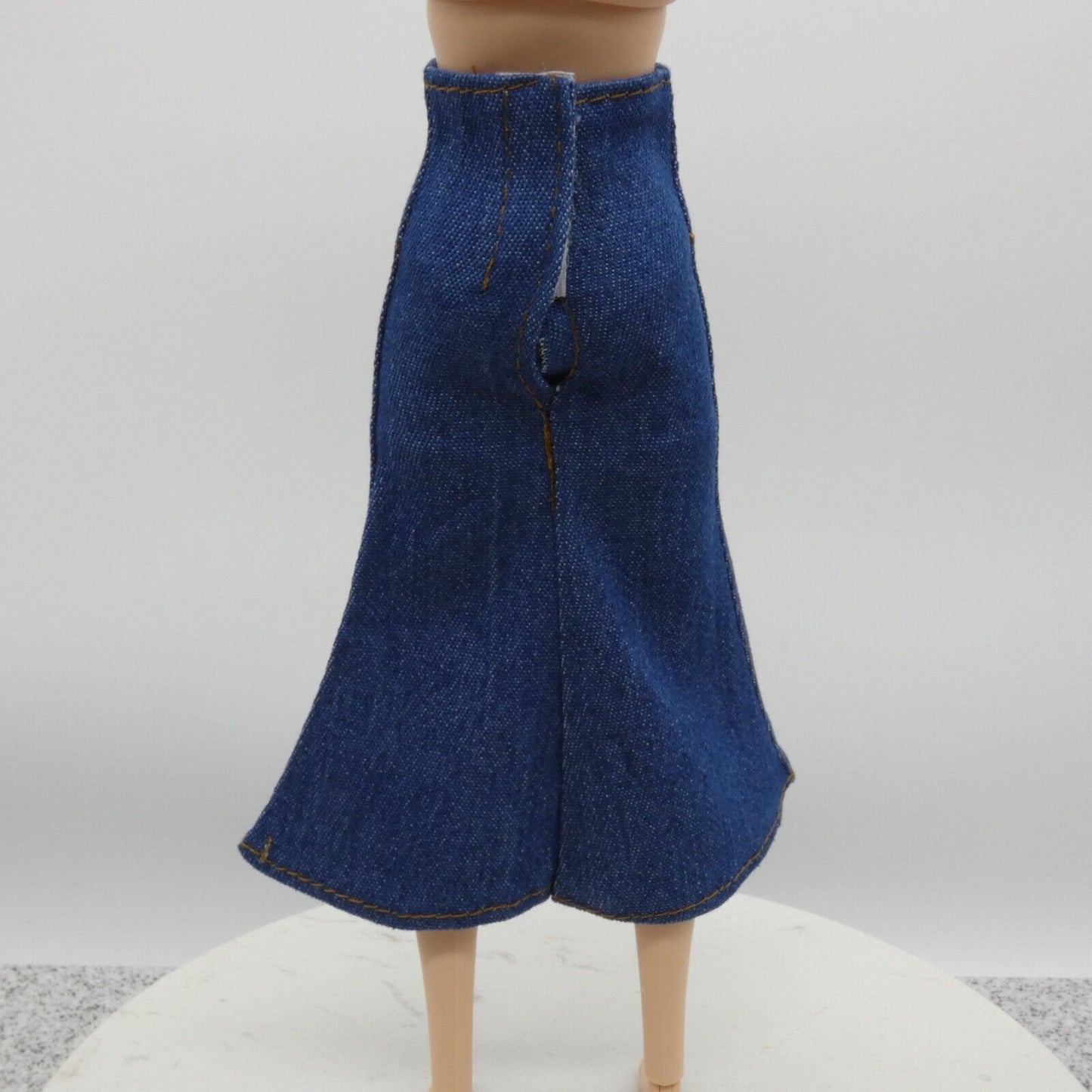 Barbie Doll Size Long Skirt Blue Jean Maxi A Line Slit High Waist Fit Model Muse