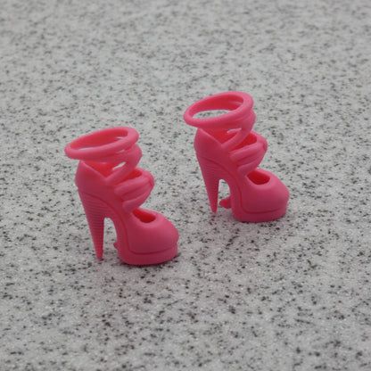 Barbie Doll Size Shoes High Heel Pink Closed Toe For Articulated Feet Clone