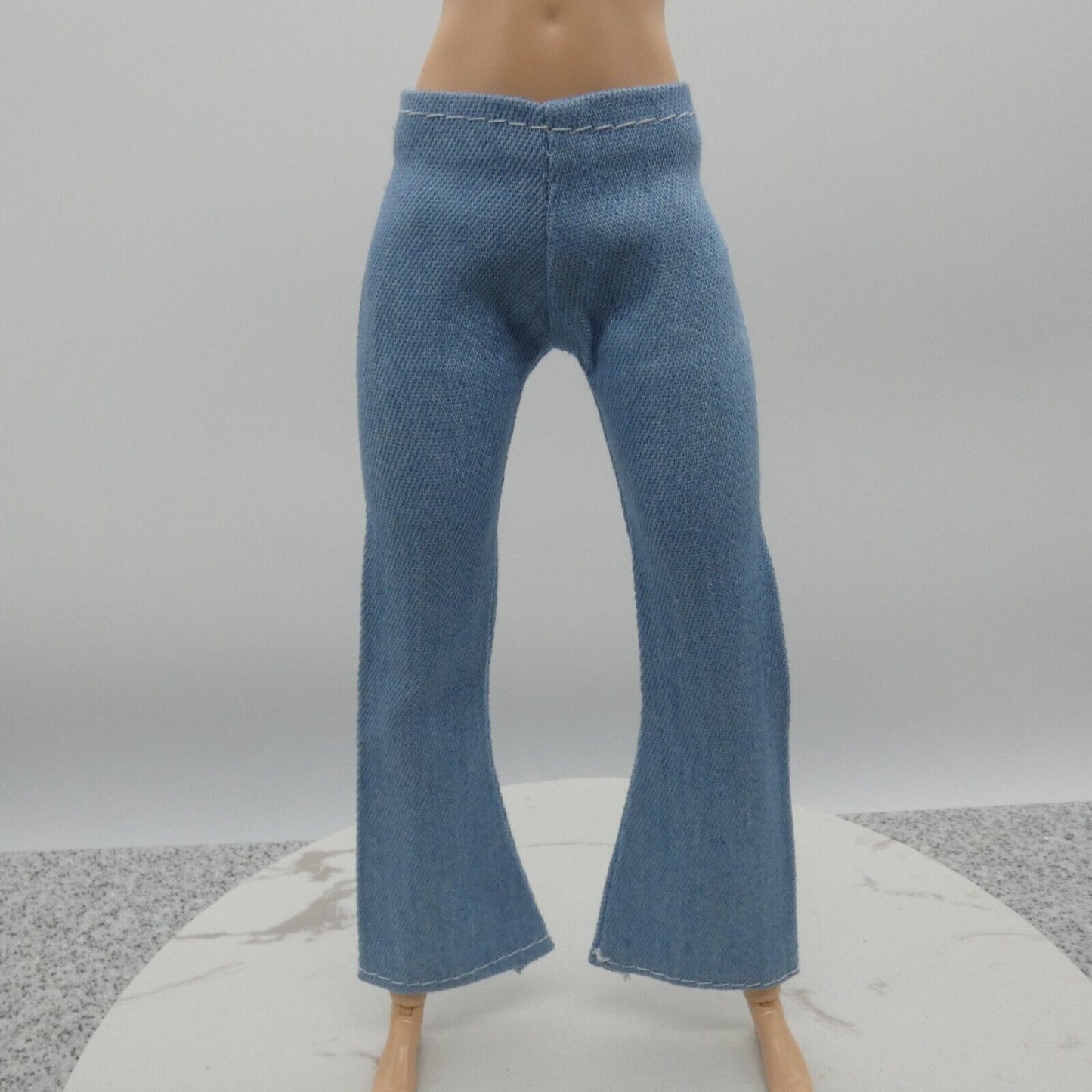 Barbie Doll Size Jeans Light Wash Blue Pants Wide Leg Mid Waist Flare Ankle