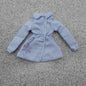 Barbie Doll Coat Jacket Blue Windbreaker Cinched Waist Long Sleeve Snowflake