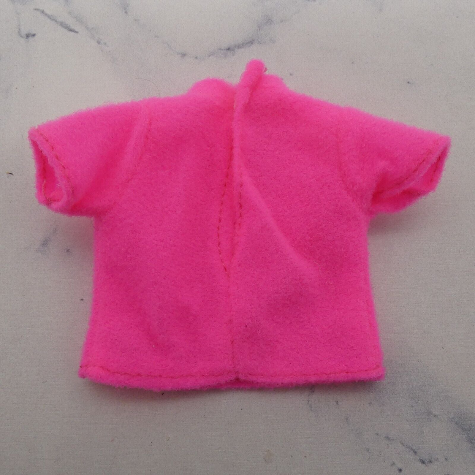 Barbie Doll Size Sweater Shirt Top Pink Short Sleeve D Fleece Like Felt