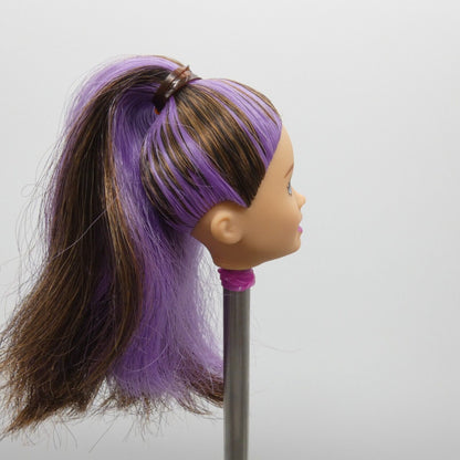 Barbie Skipper Doll Head Babysitters Inc Brown Purple Hair Ponytail 2019 GHV88