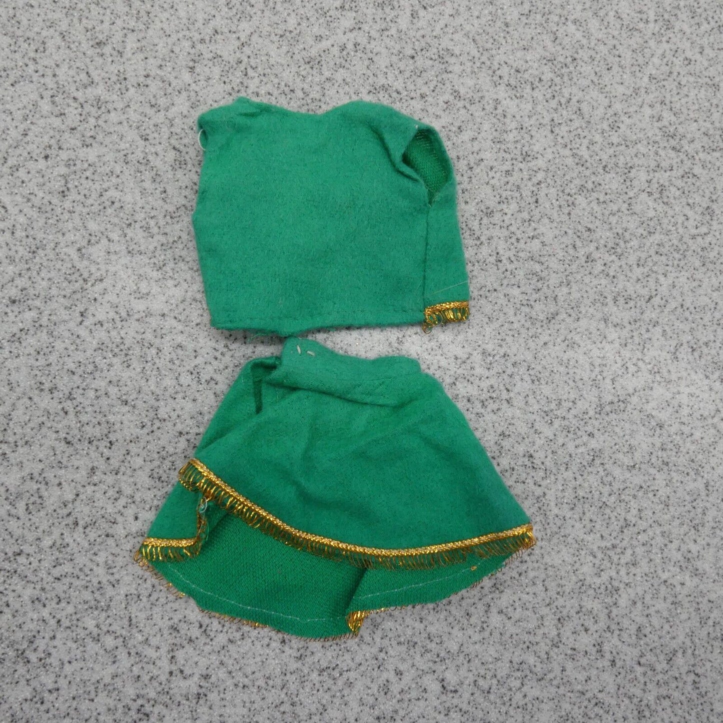 Barbie Doll Size Outfit Green Skirt Vest Top Southeast Asia Theme Gold Trim