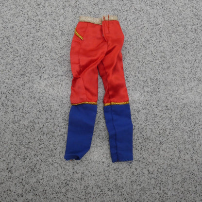 Barbie Doll Size Pants Red Blue Gold Trim Satin Like Costume