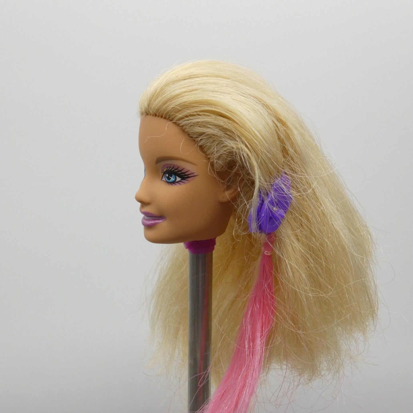 Barbie Doll Head Only Generation Girl CEO Face Blonde Pink Hair Extension Clip