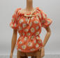 For Barbie Size Doll Peach Top Shirt Daisies Floral Bow Boat Neck Short Sleeve