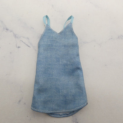 Barbie Doll Size Mini Dress Blue Jean Denim Like Sleeveless Tank