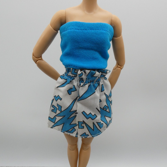 Barbie Easy Living Fashions Doll Dress Blue Tube Top Skirt 1989 Mattel 6515