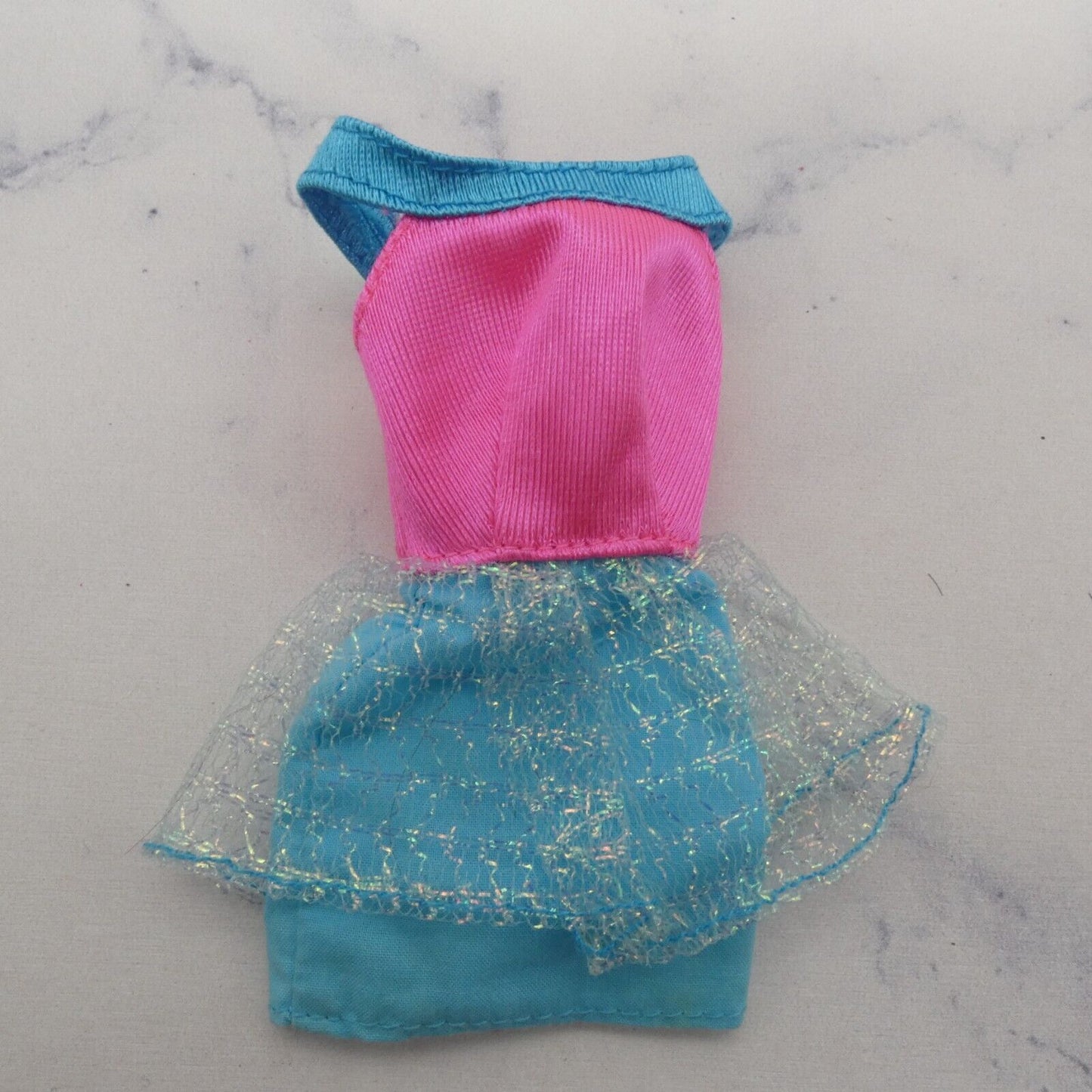 Barbie Doll Dress Pink Bodice Turquoise Blue Trim Sleeveless Genuine Mattel