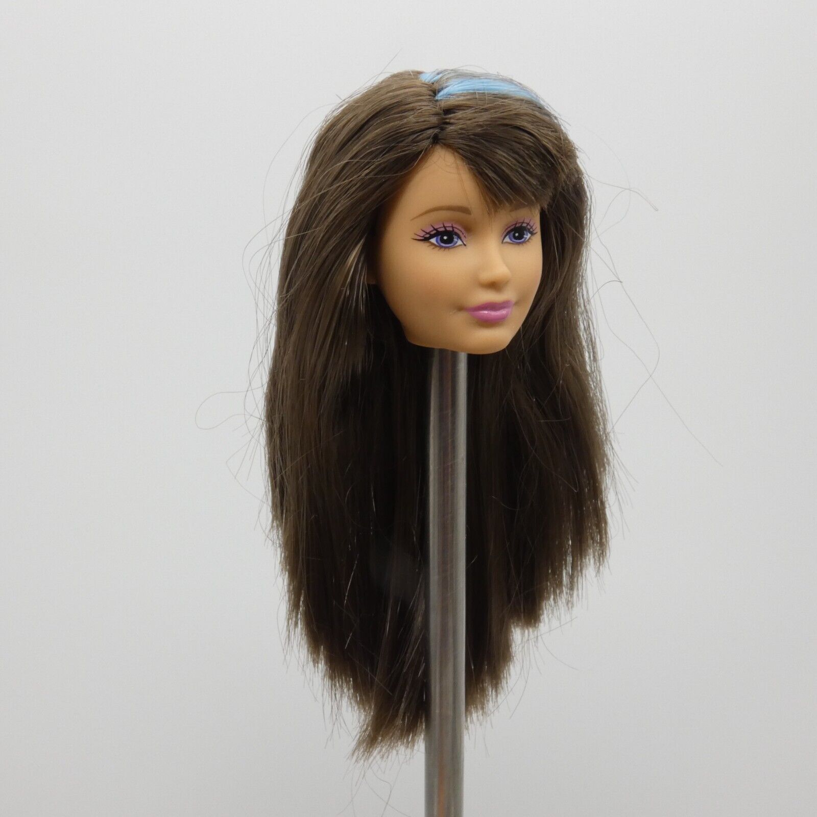 Barbie Dreamhouse Skipper Doll Head Brown Blue Hair Closed Mouth 2012 W3283