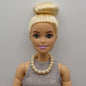 Barbie Doll Size Faux Pearl Necklace Off White Beads Stretch Handmade OOAK