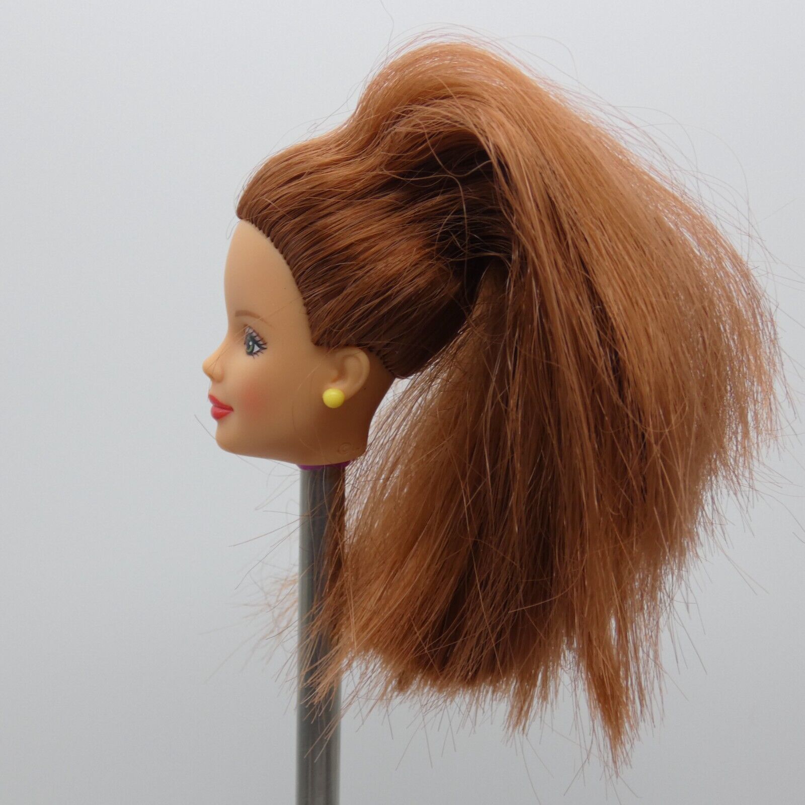 Barbie Doll Head Red Hair Mackie Face Yellow Earrings 1998 Pretty In Plaid 20667