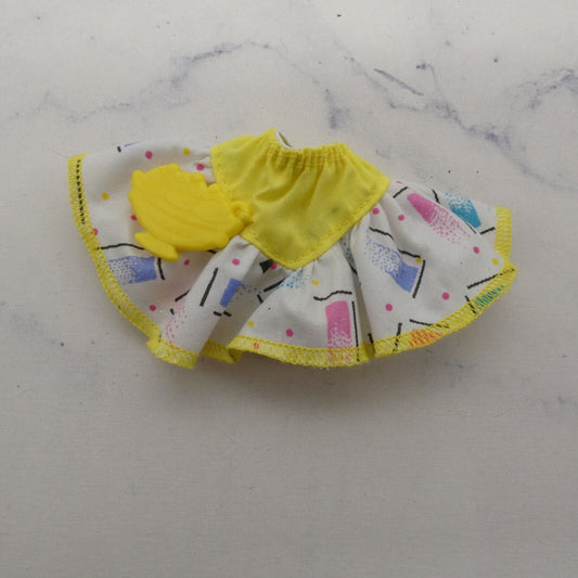 Skipper Cool Tops Doll Skirt White Yellow Trim Ice Cream Charm 1989 Barbie 4989