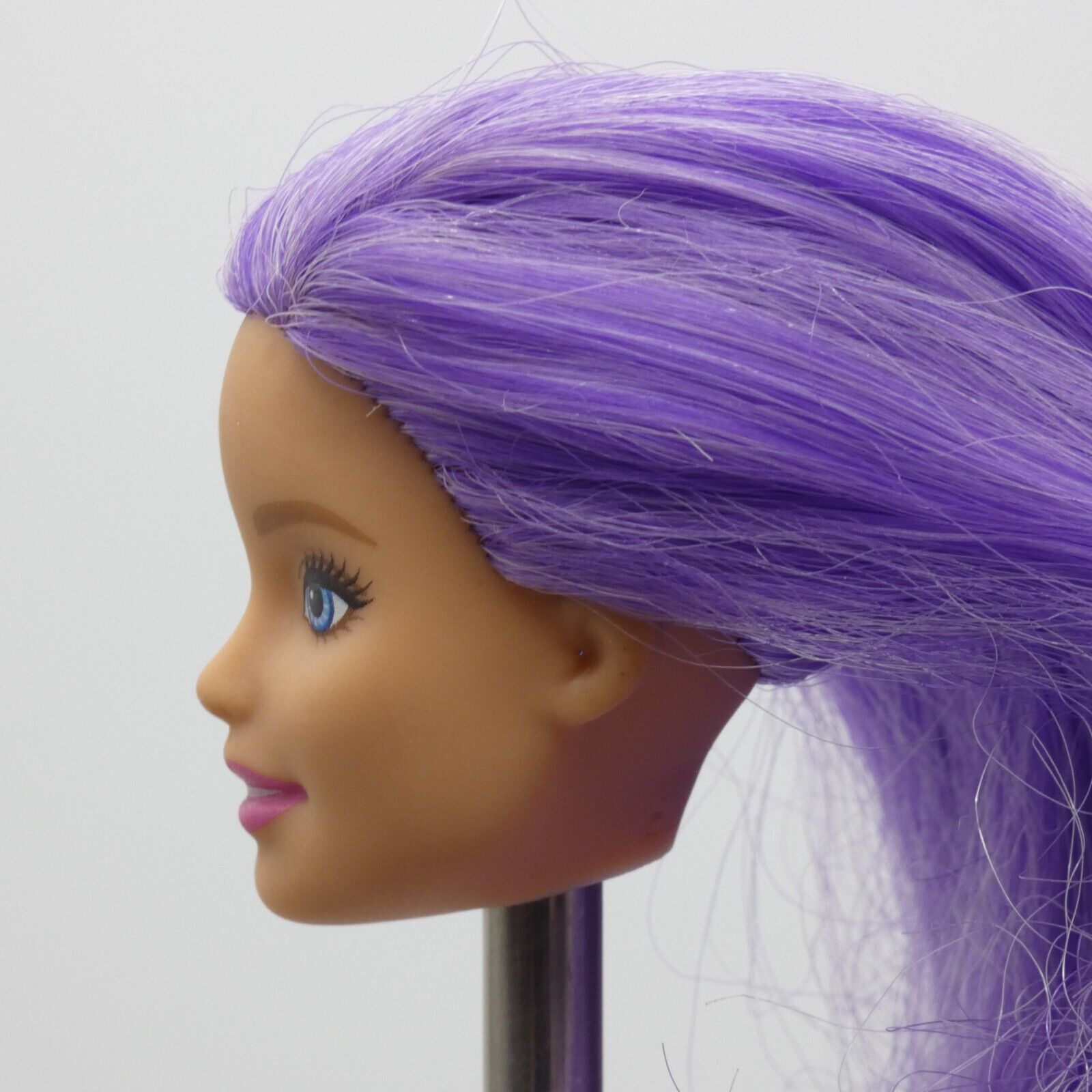 Barbie Color Reveal Tie Dye Doll Head Millie Face Light Skin Purple Hair HCD29