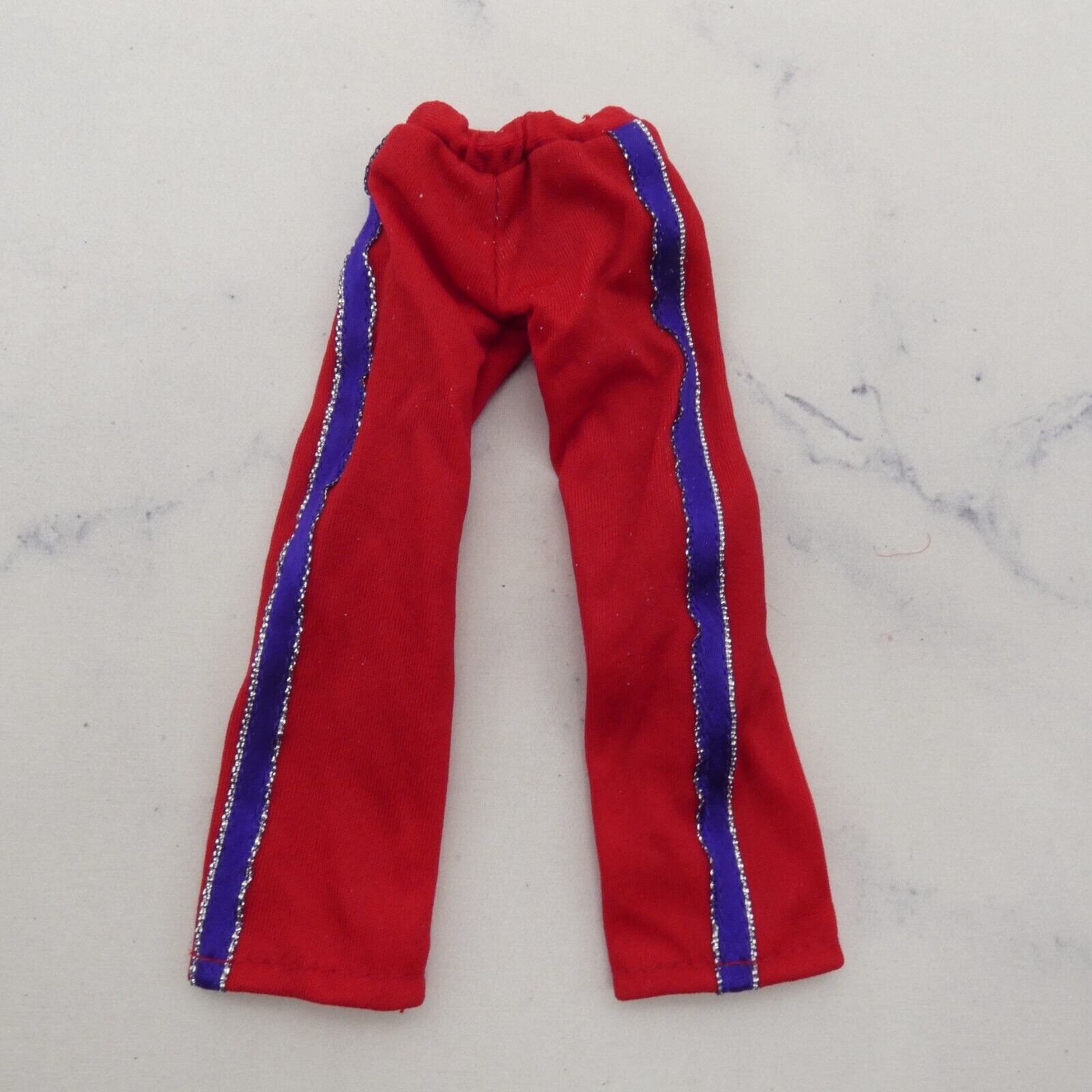 Barbie Doll Size Pants Red Blue Stripe Flex Fabric Elastic Waist Fashionistas