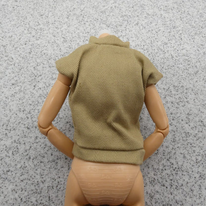 Barbie Doll Size Shirt Top Blouse Tan Khaki Beige Red Buttons Lucky Ind Co Clone