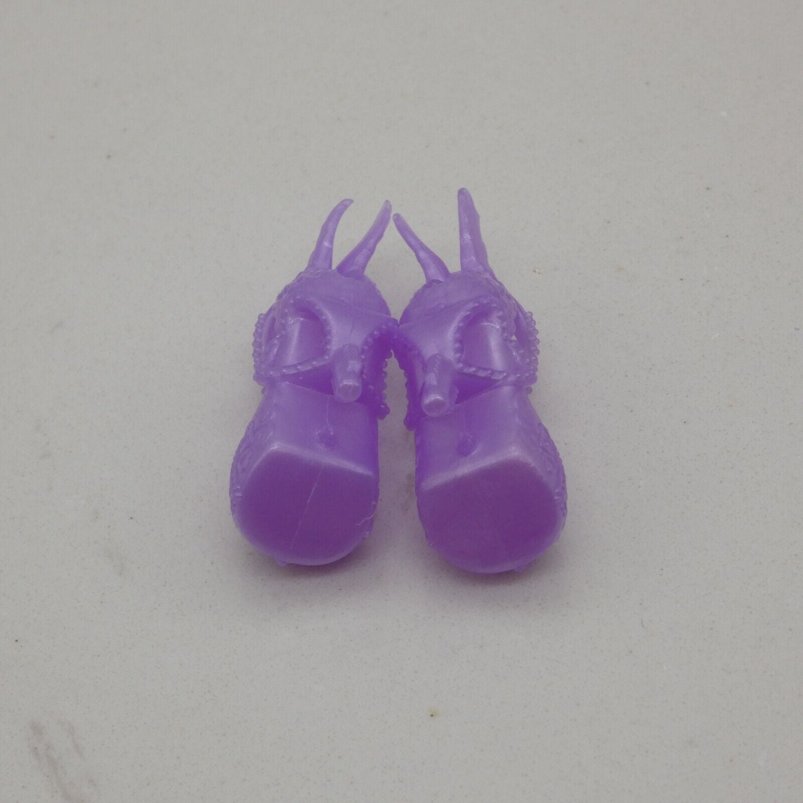 Barbie Doll Size Shoes High Heel Purple Closed Toe Winged Ankle Strap Cupid