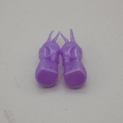 Barbie Doll Size Shoes High Heel Purple Closed Toe Winged Ankle Strap Cupid