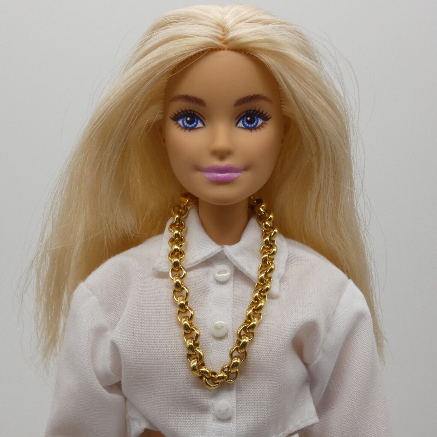 Barbie Doll Size Chunky Gold Tone Chain Necklace Classic Fashion Cable