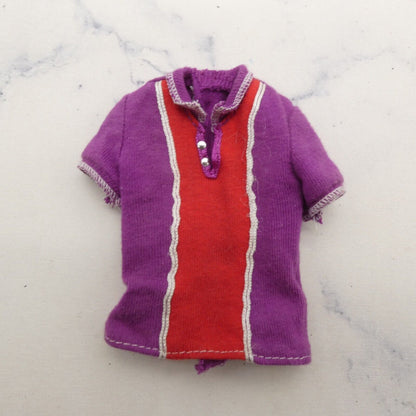 Barbie Ken Doll Size Shirt Top Purple Short Sleeve Polo Red Stripe 2009 Mattel