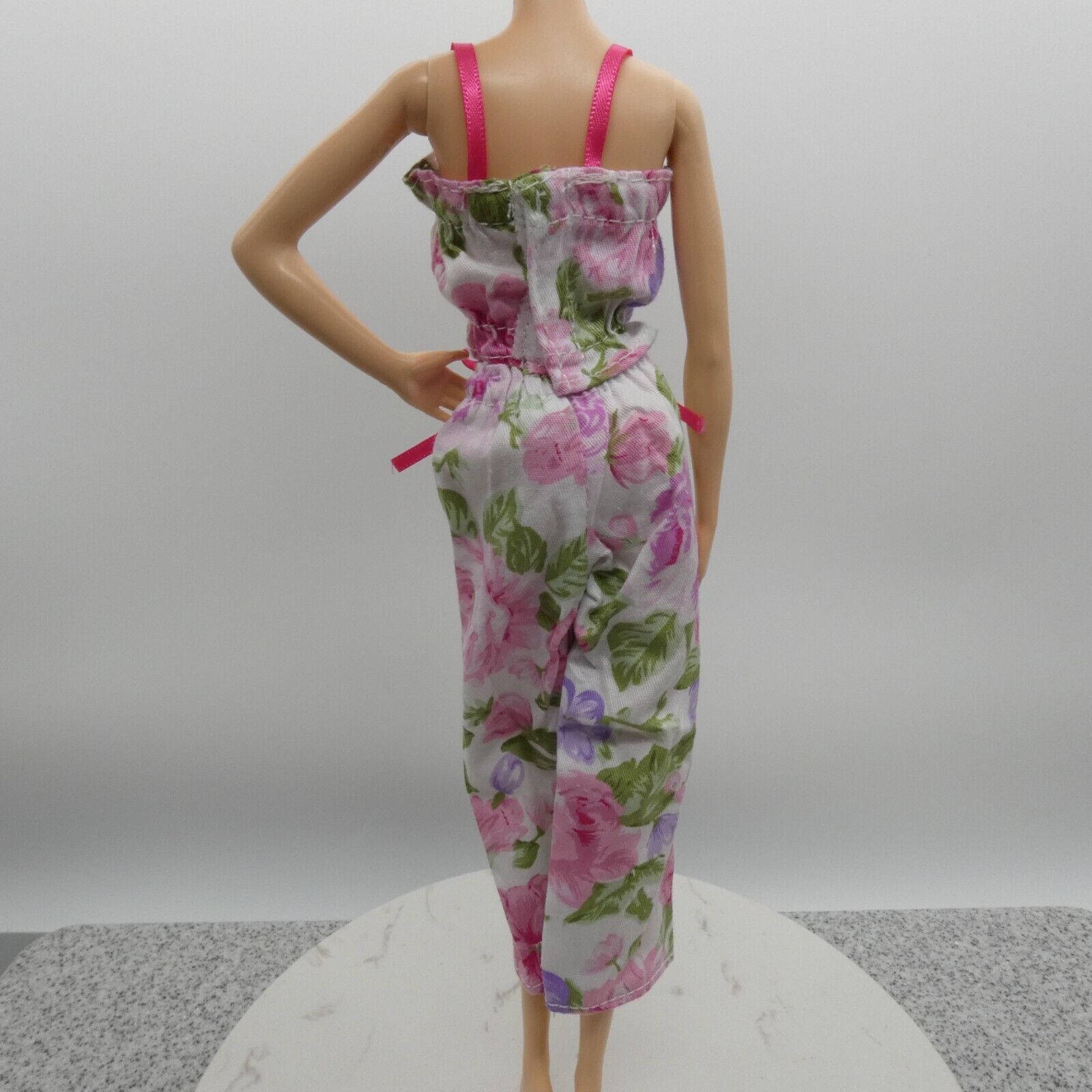 Barbie Doll Size Outfit Pink Floral Tank Top Wide Leg Pants Fit Model Muse MTM