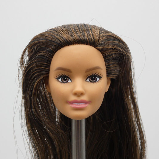 Barbie Neysa Face Doll Head Brown Hair Eyes Medium Light Skin 2020 Mattel GDJ39