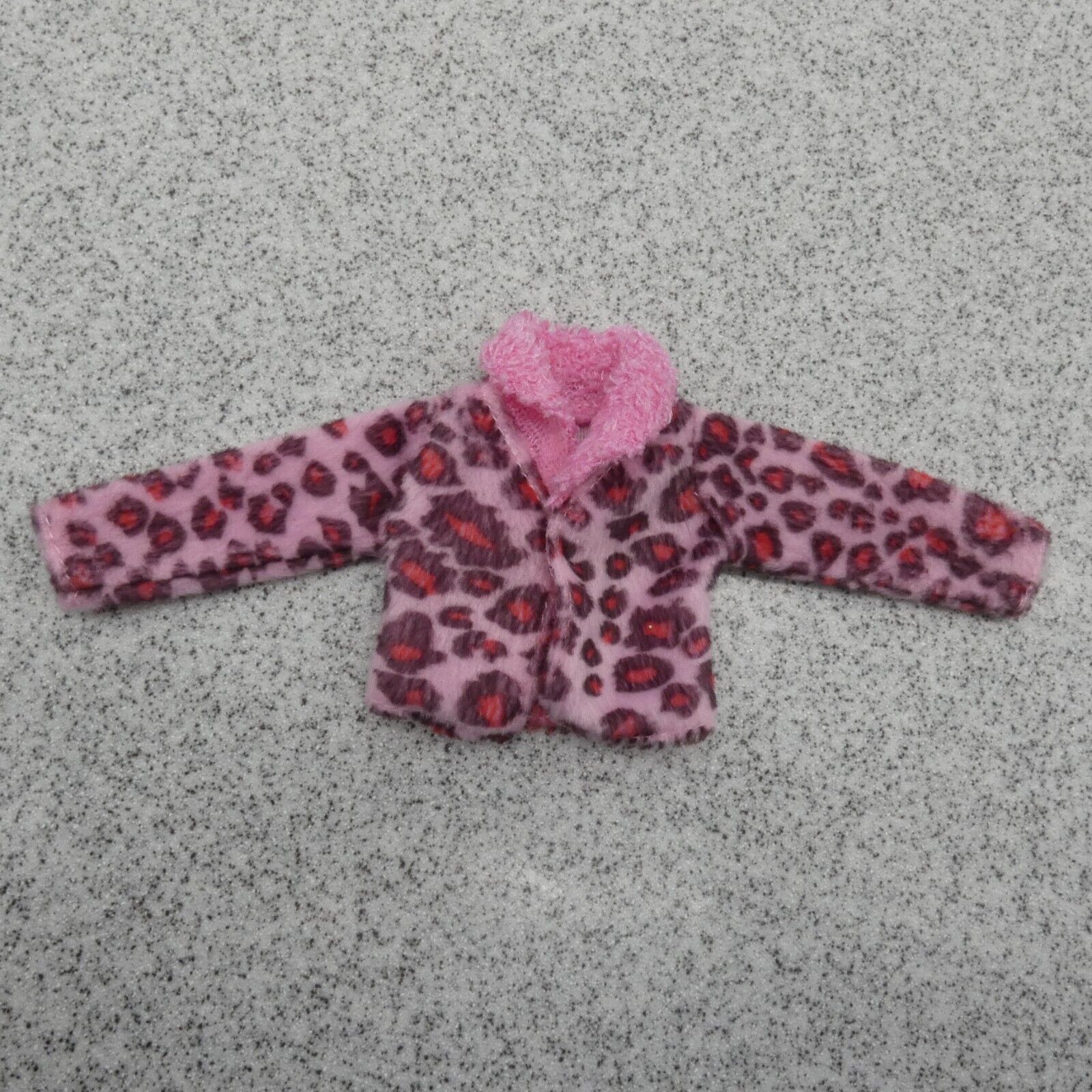 Barbie Doll Size Jacket Coat Pink Leopard Print Fuzzy Fleece Like