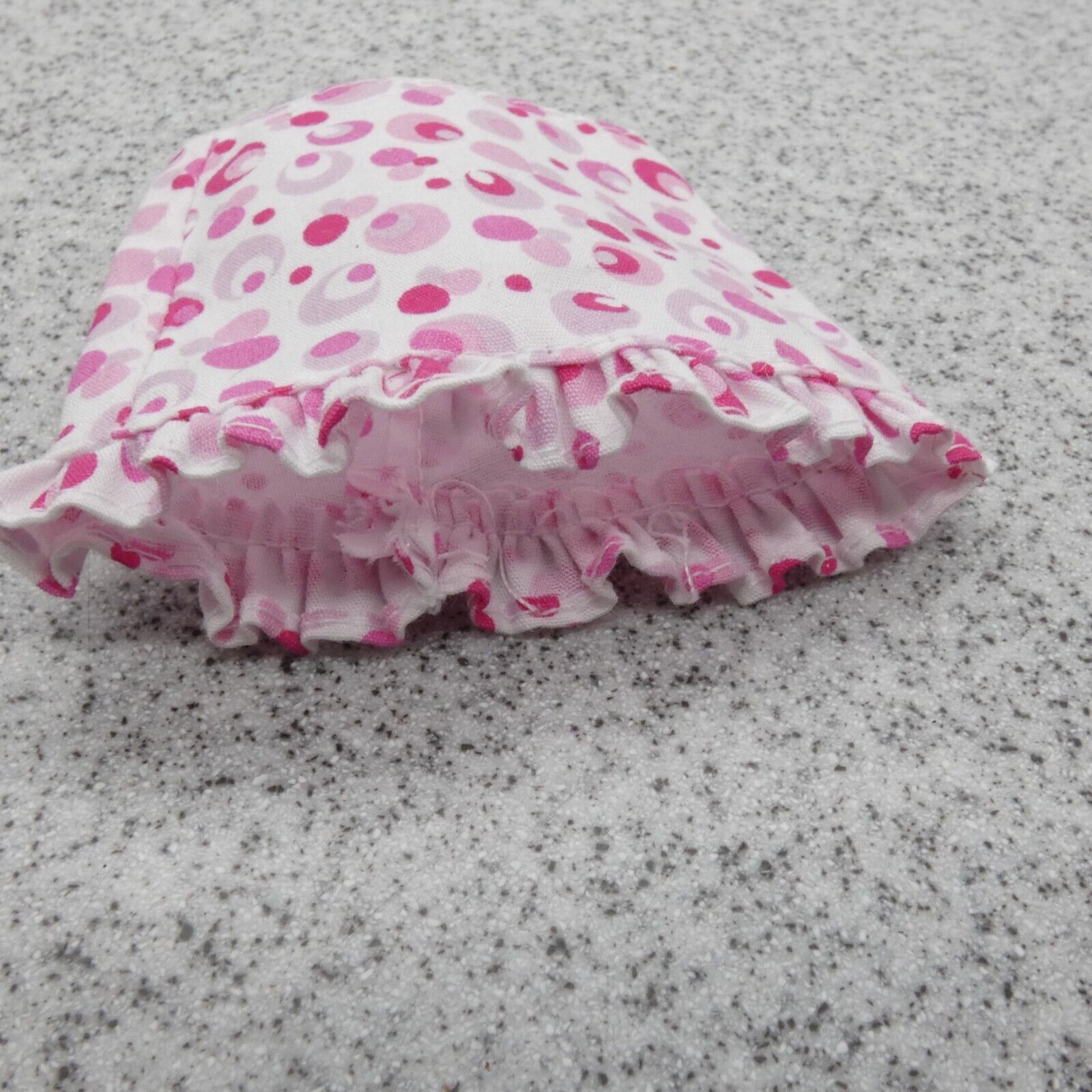 Barbie Doll Mini Skirt White Pink Bubbles Circles Ruffle Hem