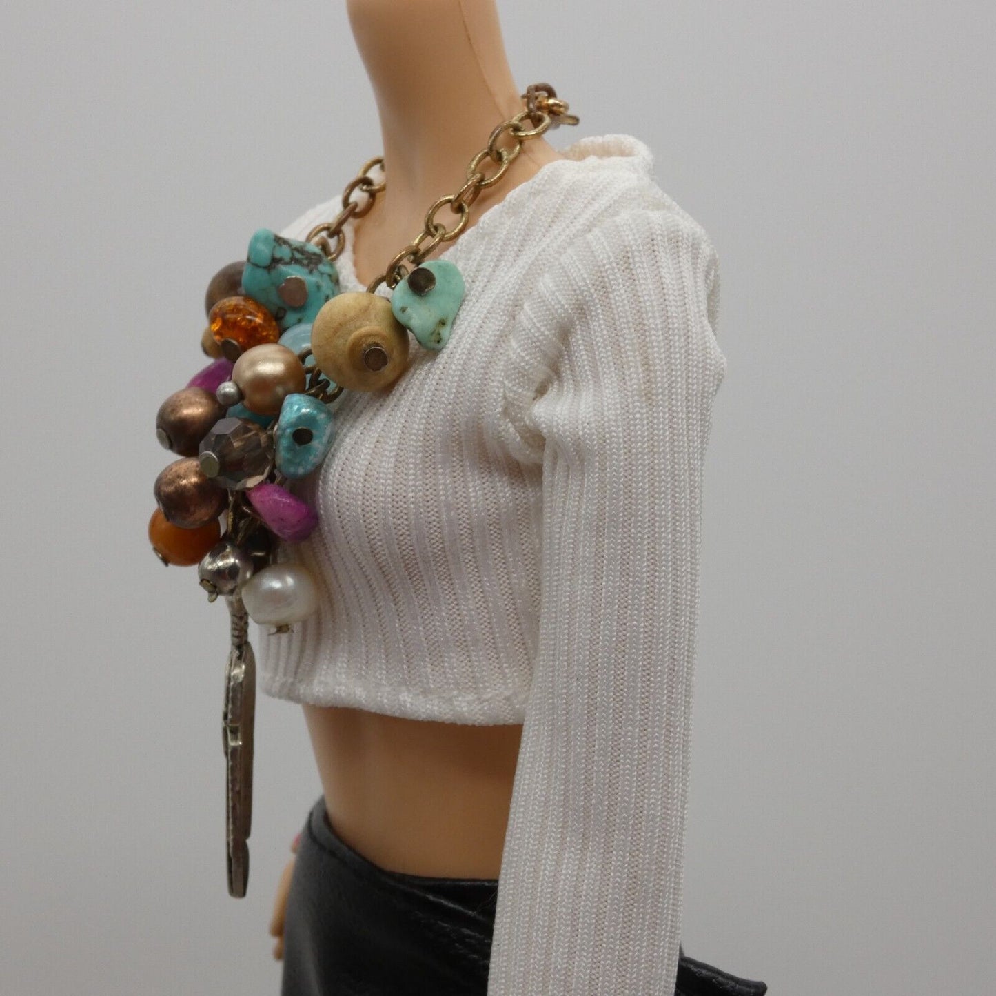 Barbie Doll Size Necklace Southwest Inspired Dangle Beads Chain OOAK 11.5 Inch